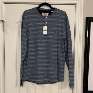 NWT Original Penguin Navy Striped Long Sleeve Henley